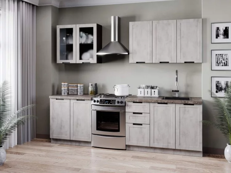 Шкаф кухонный 450 Джамис ЛД 296.330.000.061 Черный Белый камень_2