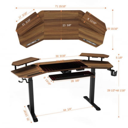 Стол для компьютера (для геймеров) с подставкой под клавиатуру и электрической регулировкой по высоте Eureka ERK-ED71-WN_3