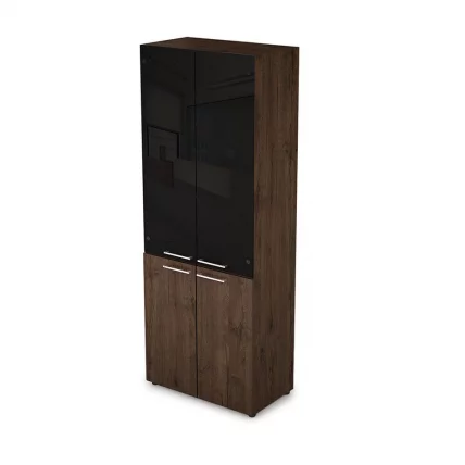 Шкаф стеллаж высокий со стеклом TAIM-MAX 4Ш.005.4 Брауни_0