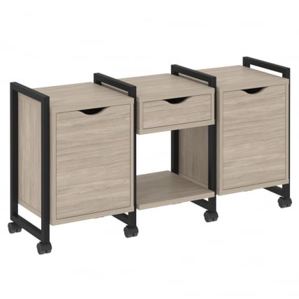 Тумба на колесных опорах наборная. Вариант №7 LOFT VR.L-TN-7.K Металл черный Дуб Аттик_0