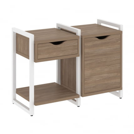 Тумба на регулируемых опорах наборная. Вариант №3 LOFT VR.L-TN-3.O Металл белый Дуб Аризона_0