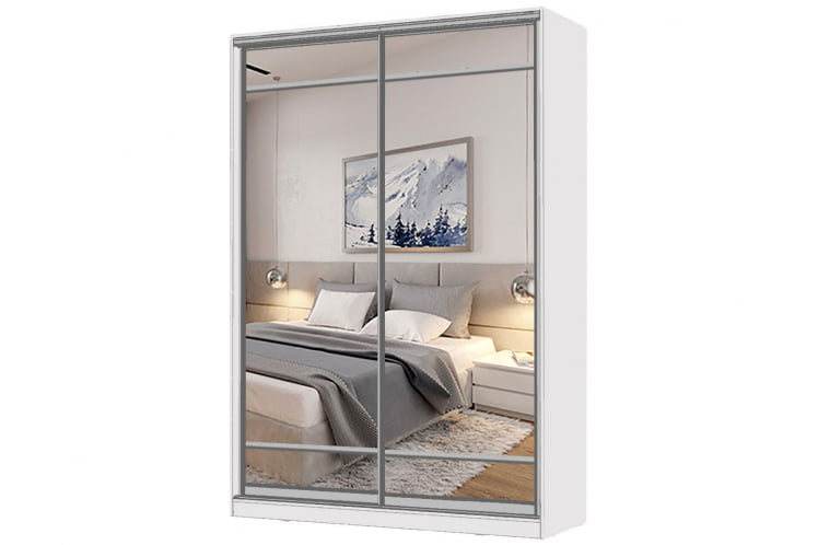 Шкаф-купе 2-х дверный Виктория 1400х584х2300, Белый 14ДЗЗЗДЗЗЗ-ПЯ-Б 310-194_0