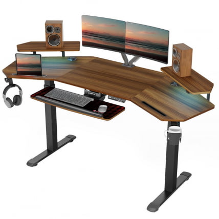 Стол для компьютера (для геймеров) с подставкой под клавиатуру и электрической регулировкой по высоте Eureka ERK-ED71-WN_0