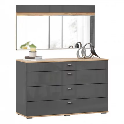 Комод 1200 с 4 ящиками и зеркалом Фиджи 011 Дуб Золотой Антрацит_2