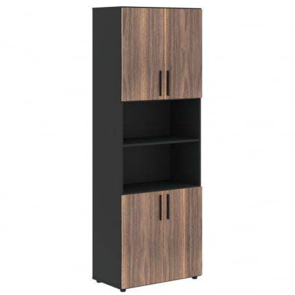 Шкаф с 2 комплектами глухих малых дверей VELION VENEER VRHCS 80.4 Американский орех Яшма черная_0