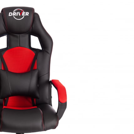 Кресло DRIVER (22) кож/зам/ткань, черный/красный, 36-6/TW-08_5