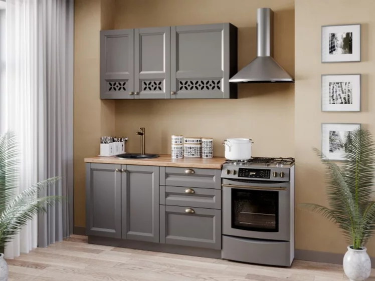 Тумба кухонная 600 с 3 ящиками ЛЮКС (4) Амели-3 ЛД 299.910.000.068 Черный Оникс серый_2