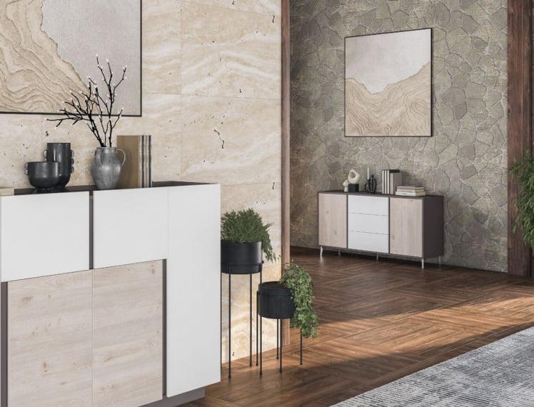 Греденция Сирио СР.305.ВФ.ДН.ВХ Вольфрам Дуб Тоскана Белый / Sirio SR.305.WF.DN.WH_1