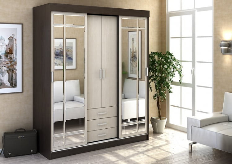 Шкаф-купе Лидер 1 Ясень шимо темный/ясень шимо светлый_0