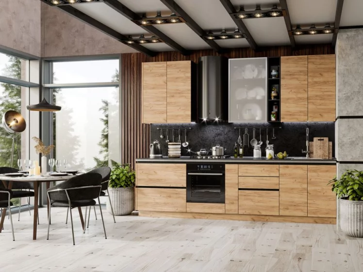 Шкаф кухонный 600 Шервуд ЛД 281.350.000.026 Черный Дуб золотой_3