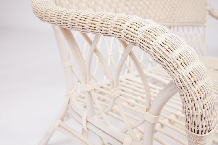 Комплект для отдыха ANDREA (диван + 2 кресла + журн. столик со стеклом + подушки) TCH White (белый), Ткань рубчик, цвет кремовый_5