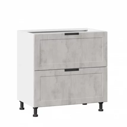 Тумба кухонная 800 с 2 ящиками ЛЮКС (4) Джамис ЛД 296.150.000.010 Белый Белый камень_0