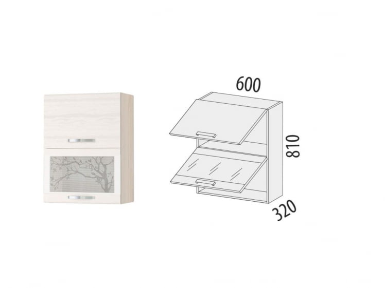 Шкаф-витрина кухонный (с системой плавного закрывания) Графит 74.08.2 Сосна Астрид-Ванил_1