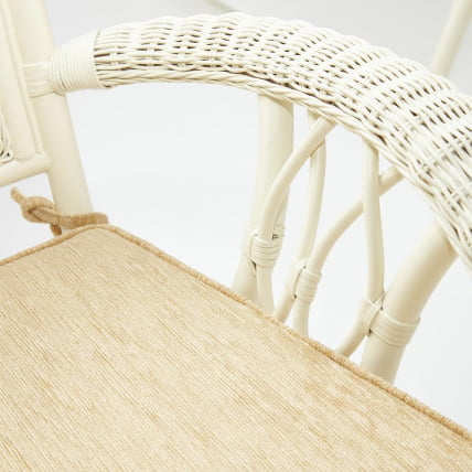 Комплект обеденный ANDREA GRAND (стол со стеклом+6 кресел+ подушки) TCH White (белый), Ткань рубчик, цвет кремовый_7