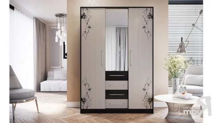 Шкаф Бостон Венге Цаво/Дуб Белфорт с рисунком_0