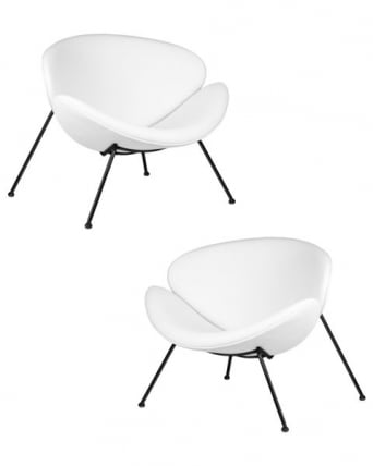 Кресло дизайнерское ДОБРИН ЕМИЛЙ (белый винил ЙП17, черное основание) 2 шт / DOBRIN EMILY YP17,_0