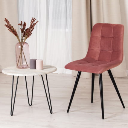 Стул CHILLY (mod. 7095) ткань/металл, 45x53х88 см, высота до сиденья 50 см, коралловый barkhat 15 /черный_9