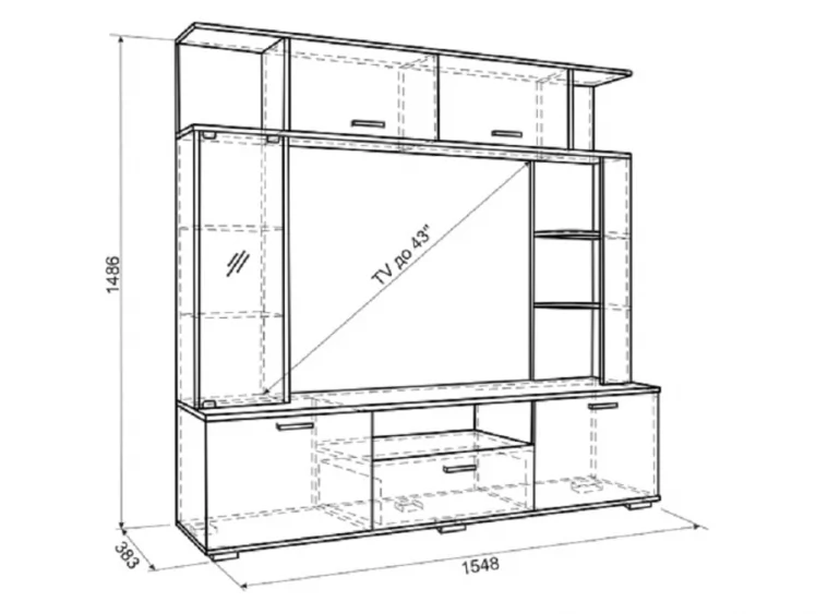 Мини-стенка Ника Дуб Сонома Венге_2