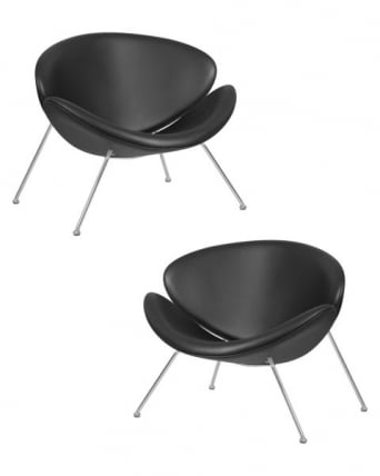 Кресло дизайнерское ДОБРИН ЕМИЛЙ (черный винил ЙП16, хромированная сталь) 2 шт / DOBRIN EMILY YP16,_0
