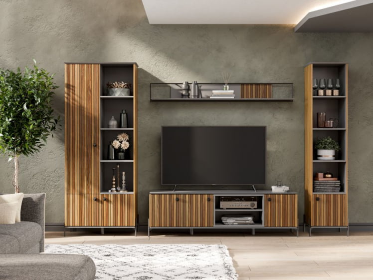 Гостиная Элиот №3 Оникс Серый/Орех фактурный_2