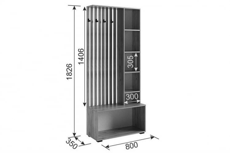 Прихожая Бери MPR-021 Дуб крафт золотой/графит_3