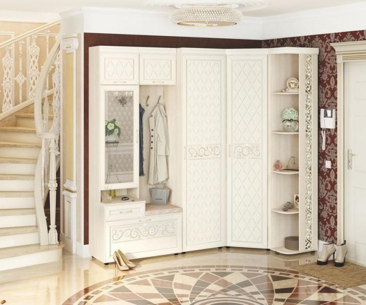 Угловой набор мебели для прихожей Тиффани 1 Сосна Астрид Мелинга Игуана_0