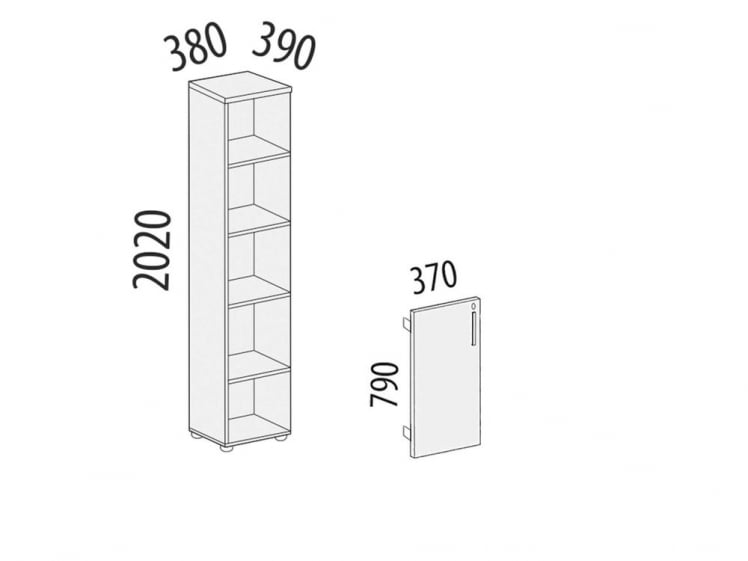 Стеллаж закрытый Альфа 61 137 Ольха_3