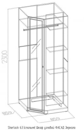 Фасад углового шкафа Зеркало Sherlock 63 Орех шоколадный (спальня)_65604_1