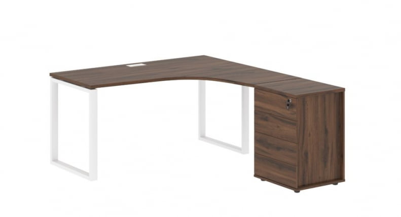 Стол эргономичный с тумбой правый EDIS EQCET 1518 R Дуб Денвер темный Белый_0