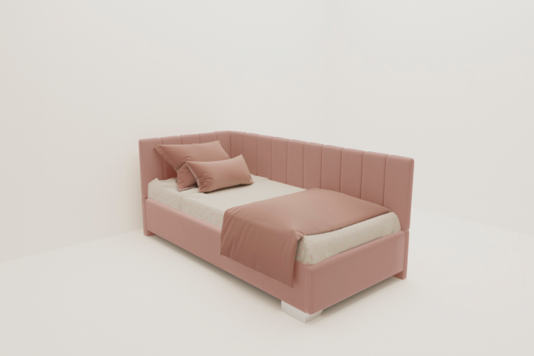 ДЕТСКАЯ МЯГКАЯ ИНТЕРЬЕРНАЯ КРОВАТЬ ТЕРРА С ОРТОПЕДИЧЕСКИМ ОСНОВАНИЕМ (BERHOUSE) Цвет фасада: Бледно розовый; Материал фасада: Металл/Велюр; Спальное место: 1200х1900_0