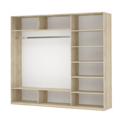 Шкаф-купе трехдверный Прайм 2100 Зеркало/Белое стекло/Зеркало Белый снег_1