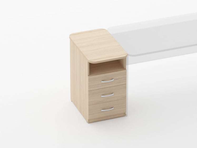 Тумба приставная на 3 ящика с нишей Glassy 3.10.12 Дуб молочный_1