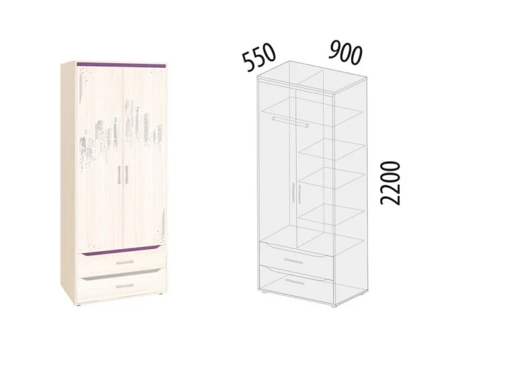Шкаф для одежды Мегаполис 55.01.1 Сосна Астрид_1