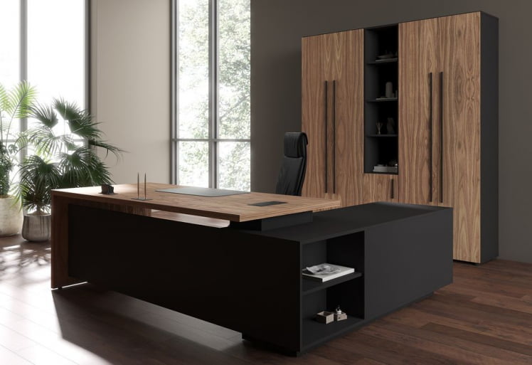 Кабинет руководителя VELION VENEER №03 Американский орех Яшма черная_0