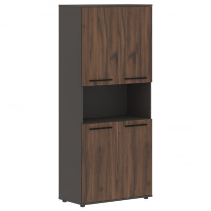 Шкаф с двумя комплектами глухих малых дверей ЕДИС ЕХCС 85.4 Дуб Денвер темный Черный Мокко / EDIS EHCS_0