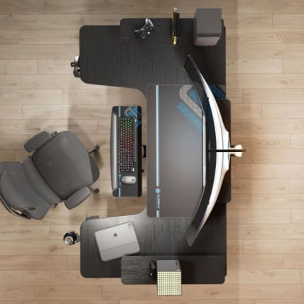 Стол для компьютера (для геймеров) U-образной формы с электрической регулировкой по высоте и трансформируемыми полками Eureka U-71_17