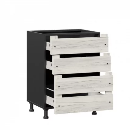 Тумба кухонная 600 с 3 ящиками ЛЮКС (4) Винченца ЛД 234.910.000.064 Тип 2 Черный Дуб Крафт белый_1