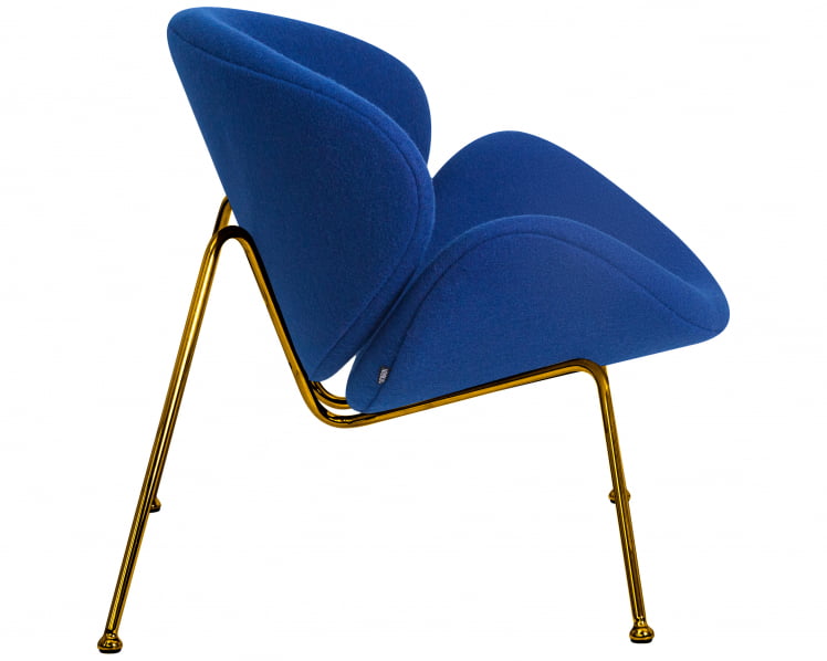 Кресло дизайнерское DOBRIN EMILY (синяя ткань AF6, золотое основание)_1