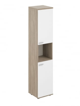Шкаф высокий с нишей правый Sigma SG.846.OD.WH.WH.R Дуб темный Белый_0