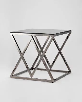Журнальный стол ИНСИГНИЯ 55x55 Темный хром стекло smoke_1