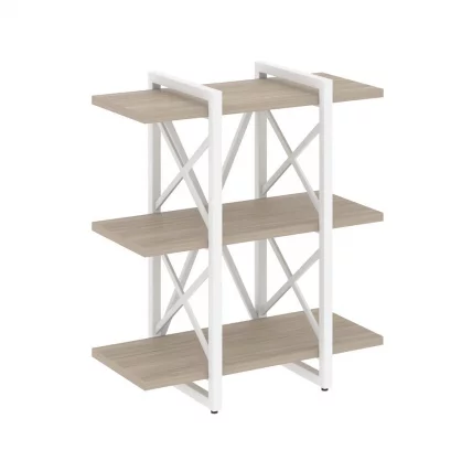 Стеллаж на регулируемых опорах - 3 полки LOFT VR.L-MST.O-3.4V Металл белый Дуб Аттик_0