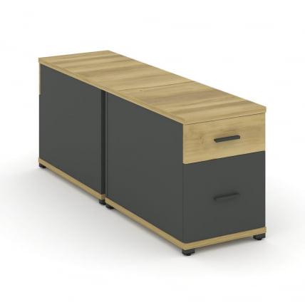 Тумба двухсторонняя опорная приставная с ящиком и распашным фасадом CONCEPT CN.DTGO-004 B/W Дуб Винченцо Антрацит_0