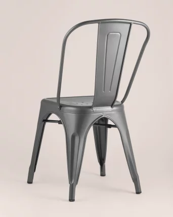 Стул TOLIX с высокой спинкой Серебристый матовый_4