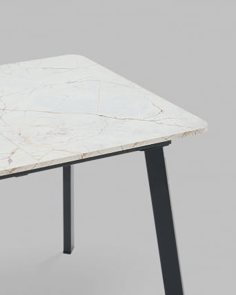 Стол Бату нев 120-160/80/76 азул оникс подстолье металл черный / Batu new_7