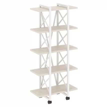 Стеллаж на колесных опорах - 5 полок LOFT VR.L-MST.K-5.4V Металл белый Денвер светлый_0