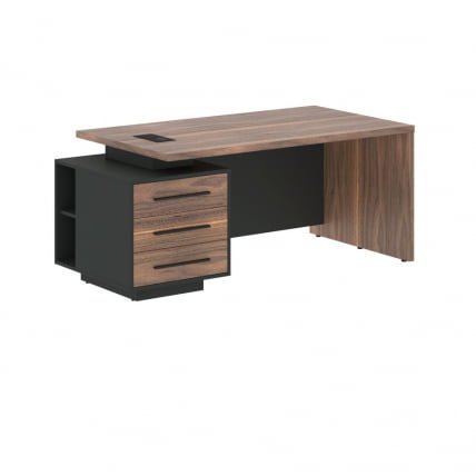 Стол руководителя левый VELION VENEER VRCT 1890 L Американский орех Яшма черная_0