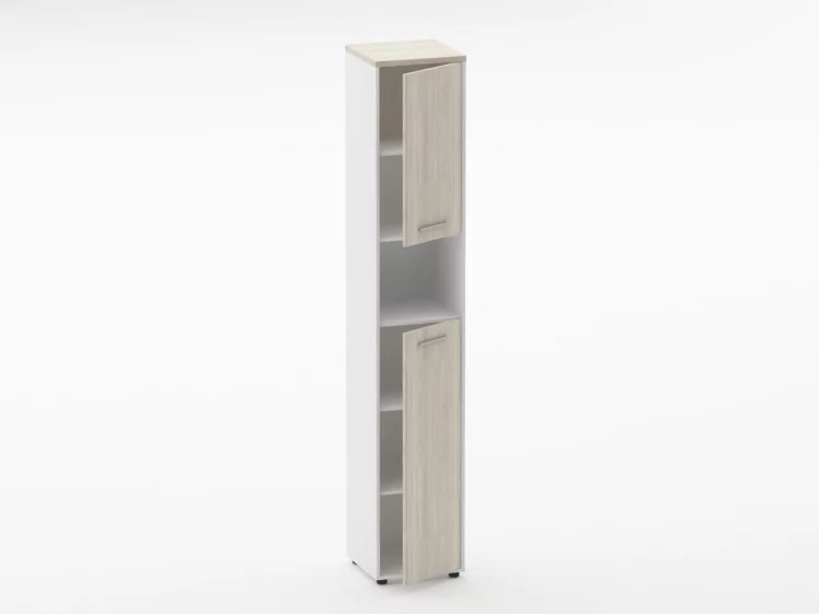 Шкаф 5 узкий закрытый, с нишей Deka 10.23.14Пр Дуб Сантана светлый/Белый_1