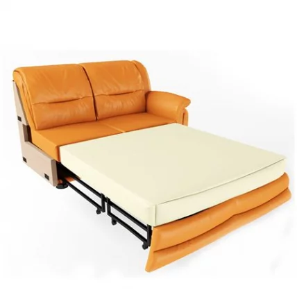 Секция двухместная раскладная с левым подлокотником Вавилон 2БР Оранжевая (экокожа)_0