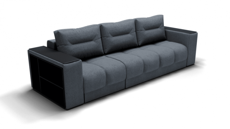 Диван Барон- 2 трансформер угловой (ЗР) Цвет фасада: Серый; Тип: Левый; Материал фасада: Металл/Велюр_0