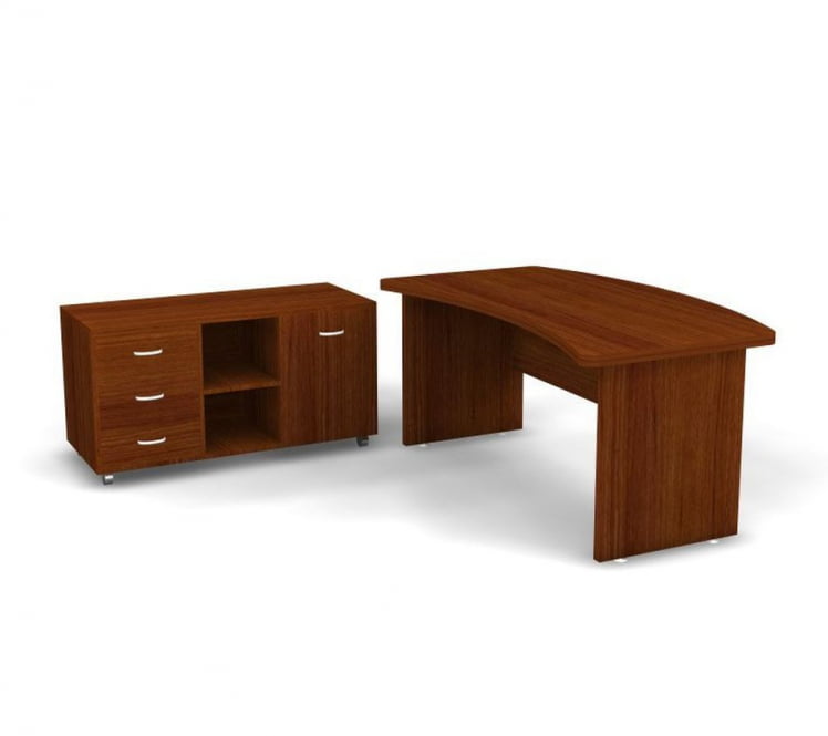 Стол руководителя с тумбой Танго СТ9-R16R + ТВ9-04R Орех_0